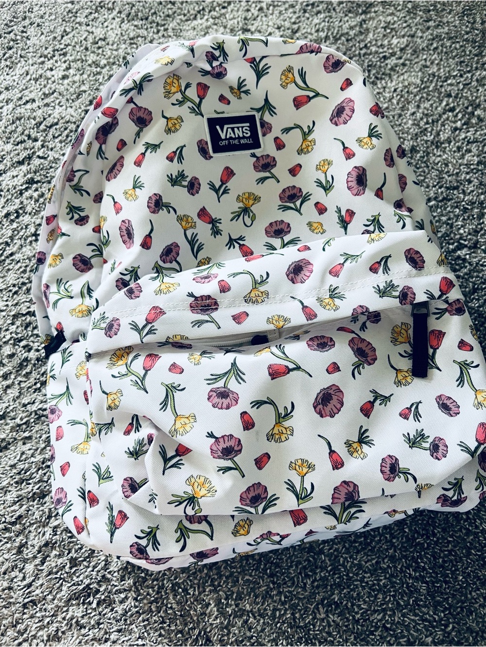 Vans Old Skool H20 Floral Backpack - White with Pink, Purple & Yellow Flowers